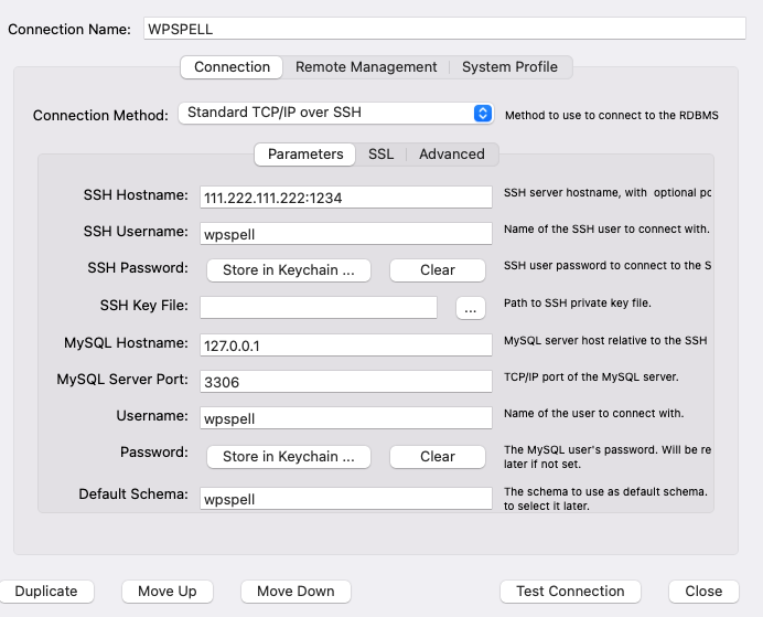 MySQL Workbench 설정화면